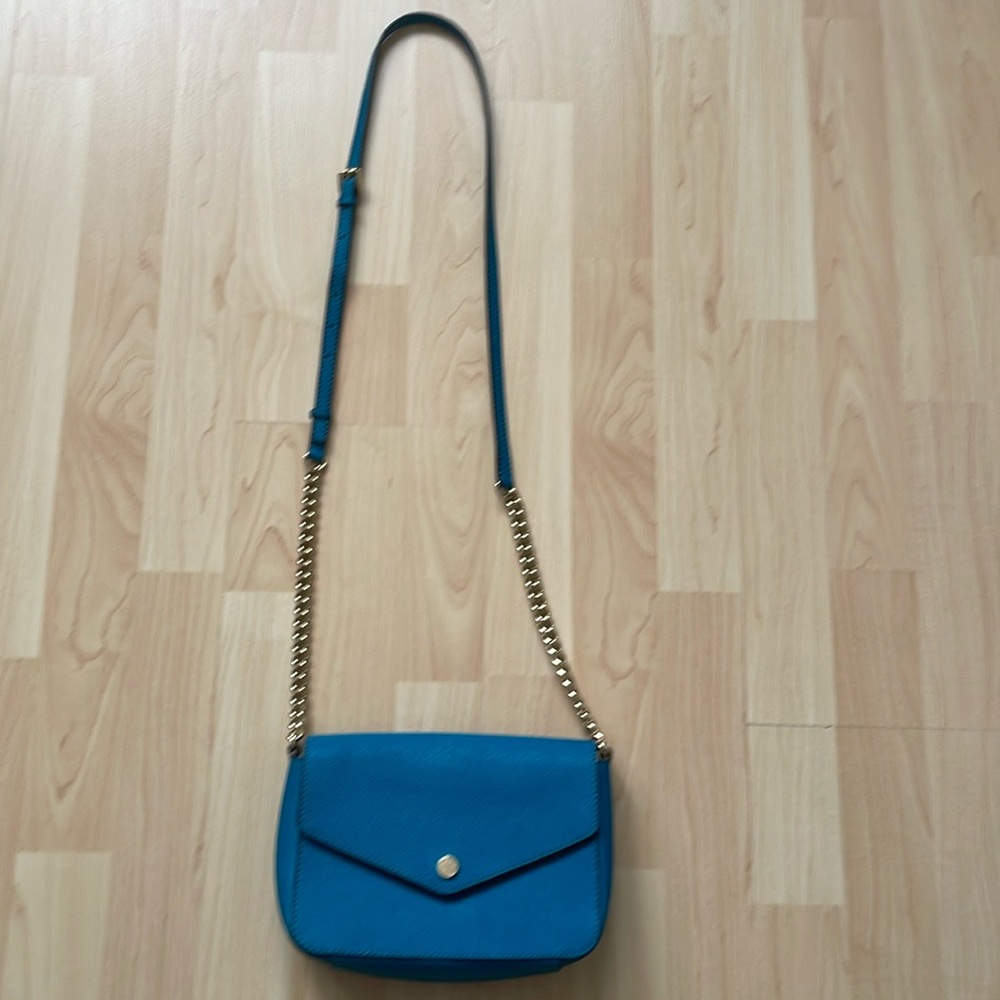 Michael Kors blue leather crossbody purse bag